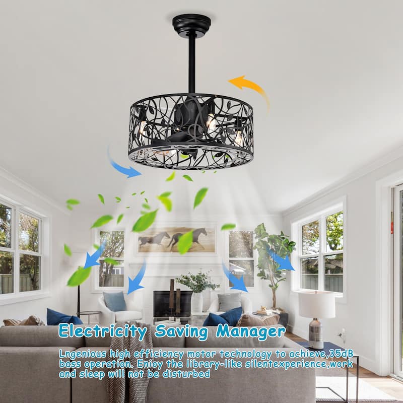 18 in. Smart Indoor Caged Ceiling Fan with Remote Control (Bulb Not Included)