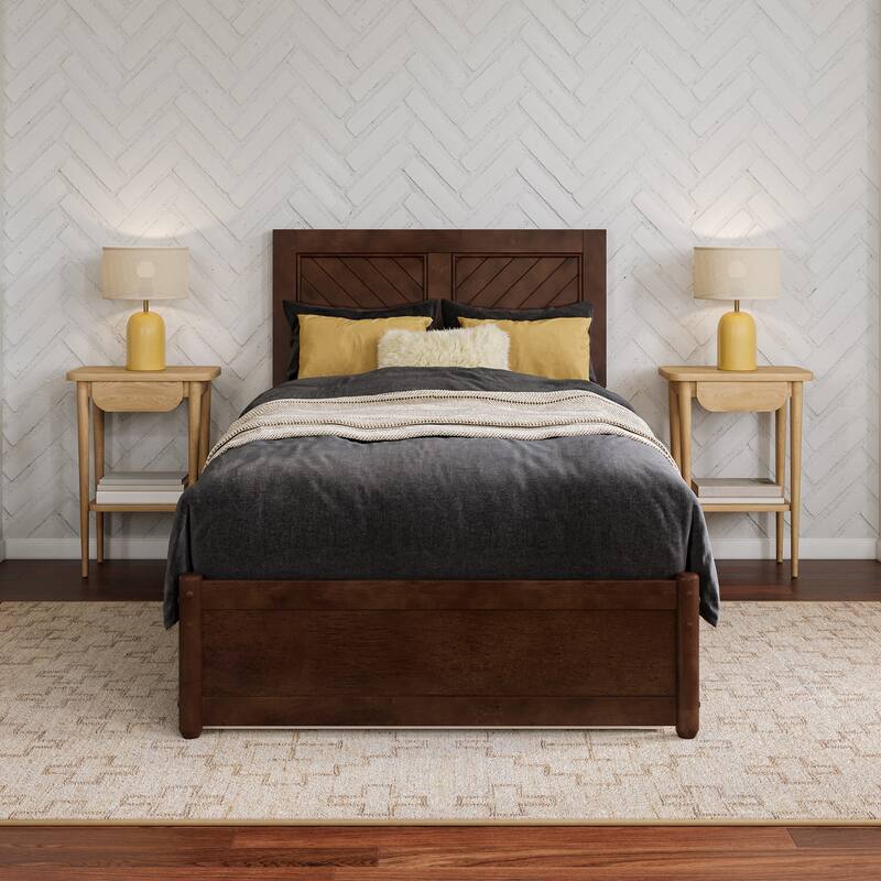 Clayton Platform Bed with Panel Footboard and Twin XL Trundle