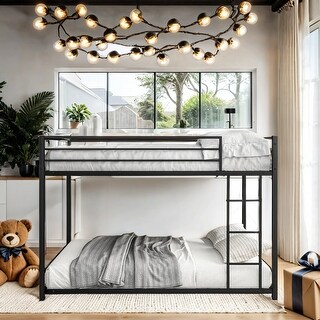 Full Over Full High Quality Matal Frame Bunk Bed, Space-Saving Loft Bed With Safety Guard Rails, Easy Assemble