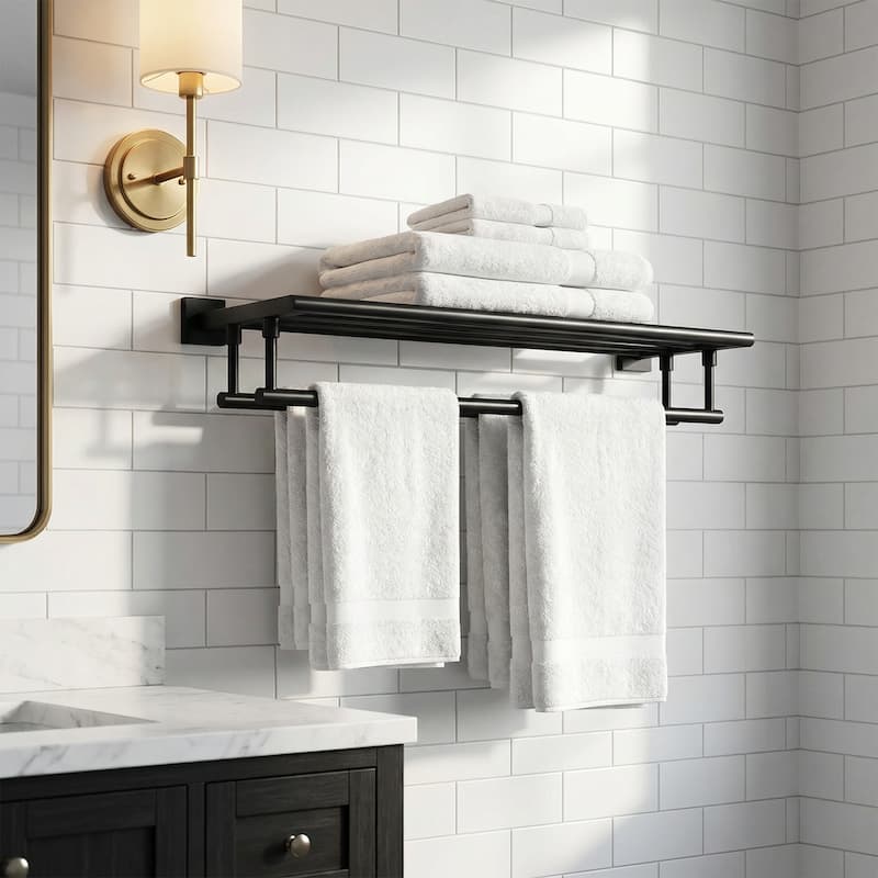 WOWOW Two Towel Holders Wall mounted Towel Rack
