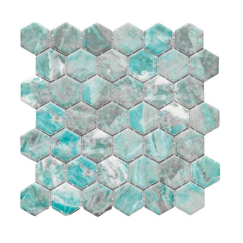 The Tile Life Eterna Hex 2x2 Glass Mosaic Floor, Backsplash & Wall Tile