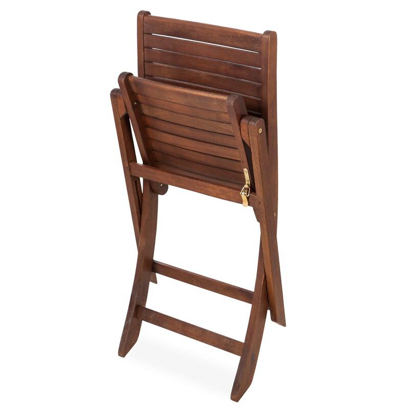 34 in. Eucalyptus Folding Wood Bistro Chairs (Set of 2)