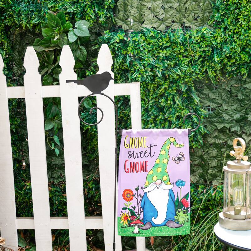 Alpine Corporation LJJ1792HH 45" Tall Bird Silhouette Garden Flag Holder Stake, Outdoor Metal Flagpole Stand for Yard, Pathway