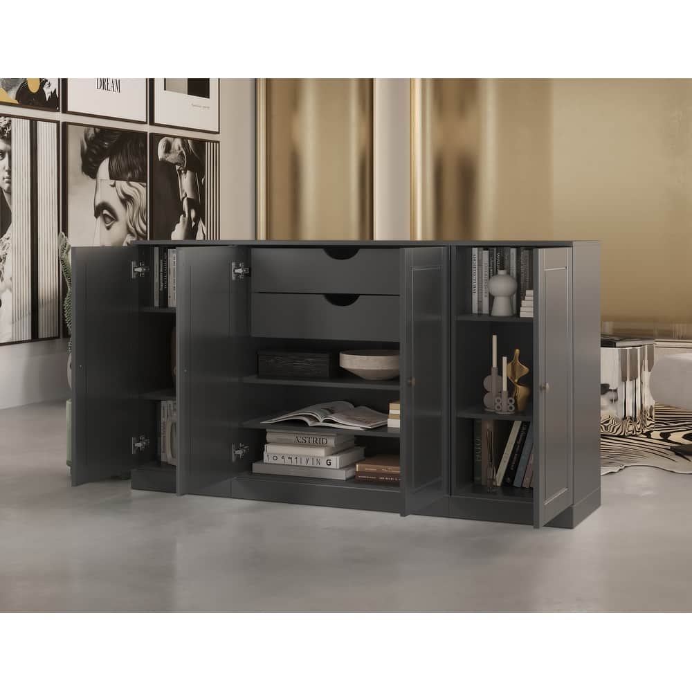 Palace Imports 100% Solid Wood 65" Sideboard with Solid Doors, 2-Drawers and Adjustable Shelves