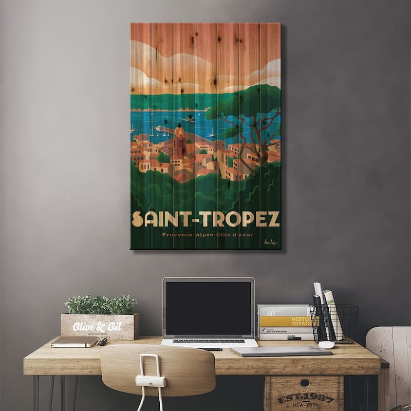 Saint Tropez Print On Wood by IdeaStorm Studios - Multi-Color