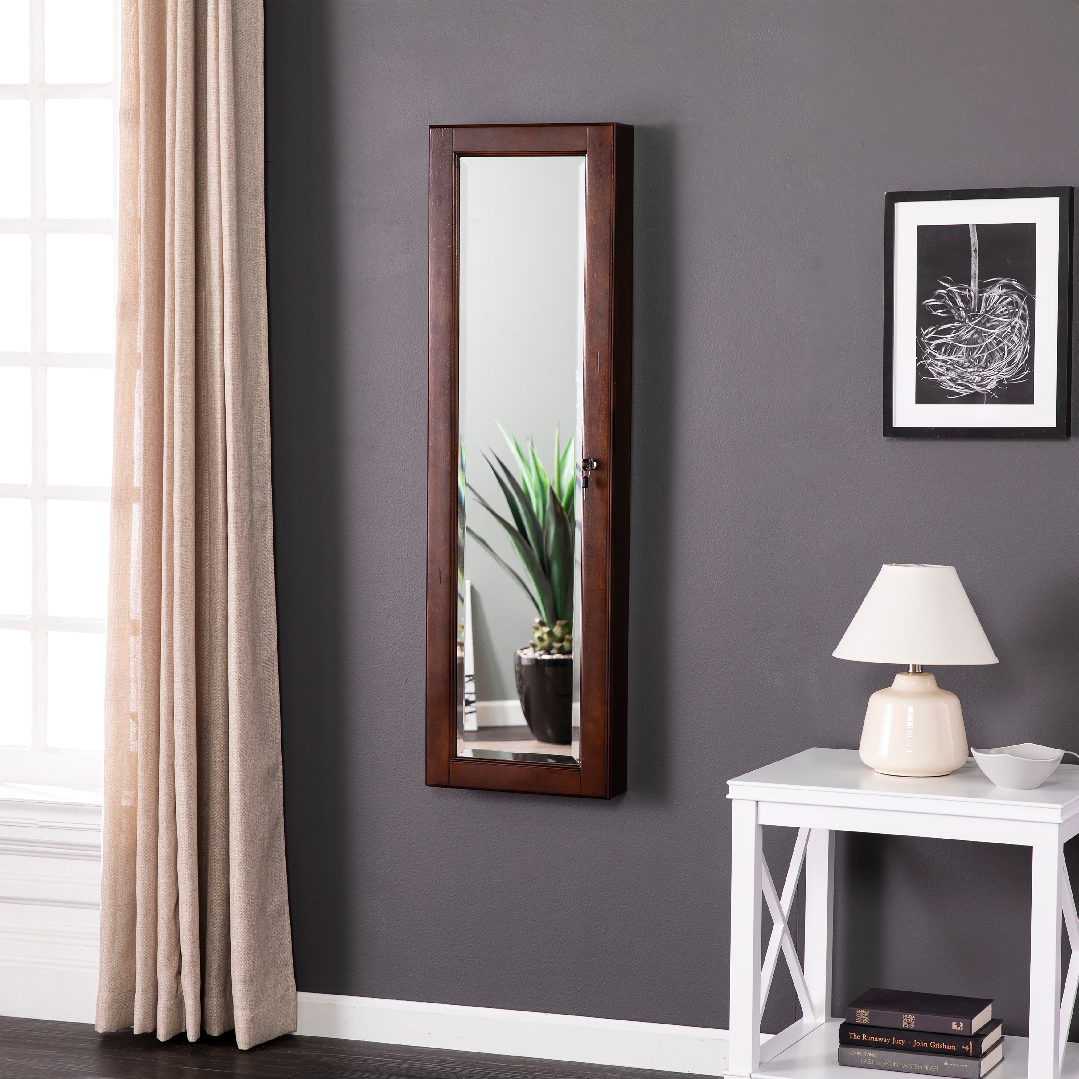 Copper Grove Galax Walnut Wall Mirror Jewelry Armoire - Bed Bath