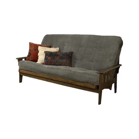 Somette Tucson Queen-size Futon in Rustic Walnut Finish with Marmont Mattress