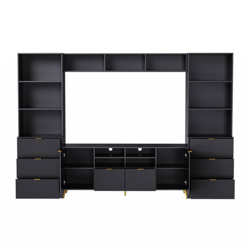 4-Piece Entertainment Wall Unit with 13 shelves,8 Drawers and 2 Cabinets,for TVs Up to 70"