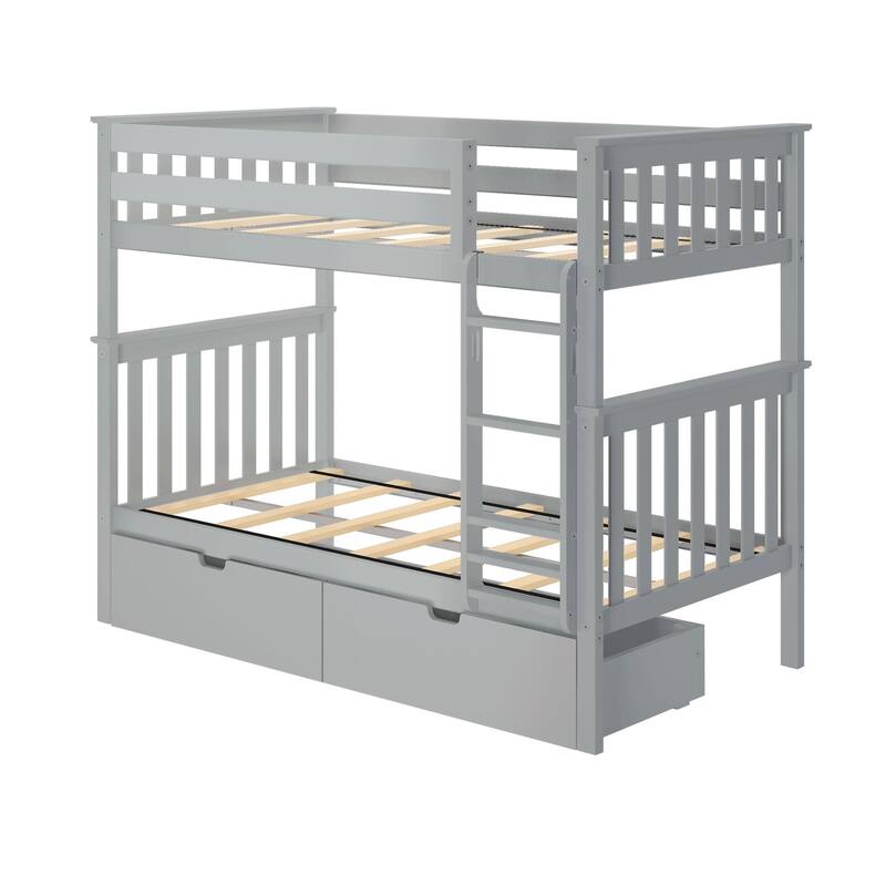 Max and Lily Twin Bunk Bed with Storage Drawers
