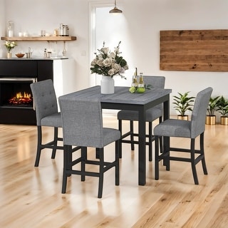 5-Piece Counter Height Dining Table Set with 4 Upholstered Chairs and ...