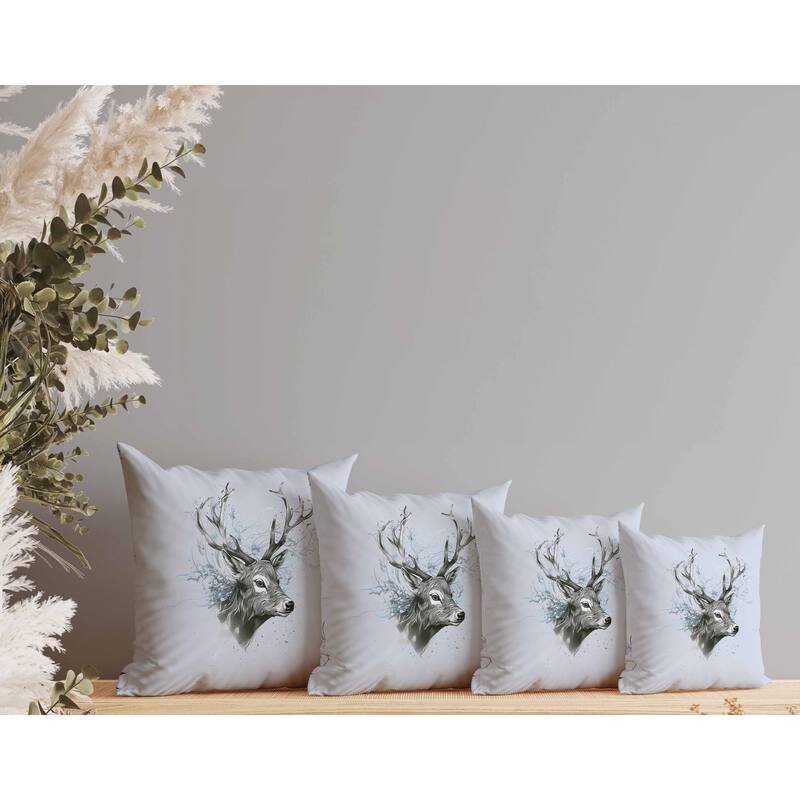 Leaf & Horn Harmony Faux Suede Reversible Throw Pillow Skyblue and Green