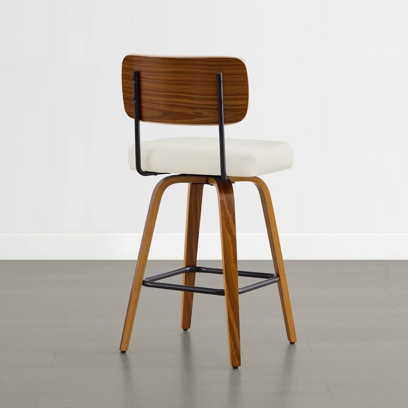 Spruce & Spring 26" Swivel Bar Stool with Bentwood Back or PE Rattan Back