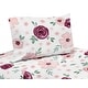 preview thumbnail 1 of 0, Burgundy and Pink Watercolor Floral 3-piece Twin Sheet Set - Blush Maroon Wine Rose Green and White Shabby Chic Flower Farmhouse