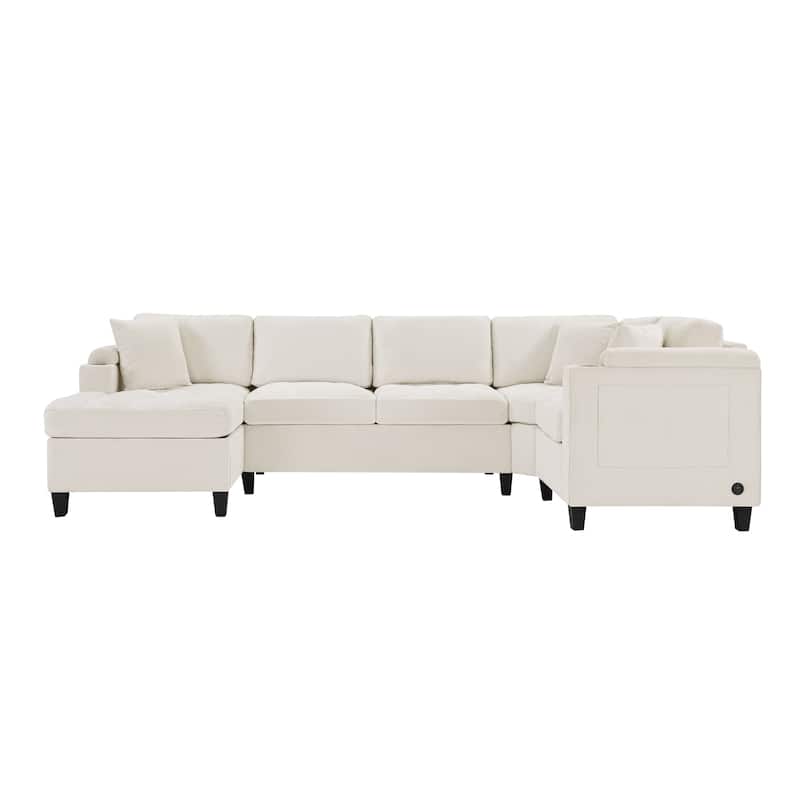 Oversized U-Shaped Chenille Sectional Sofa with Chaise by Harper&Bright Designs