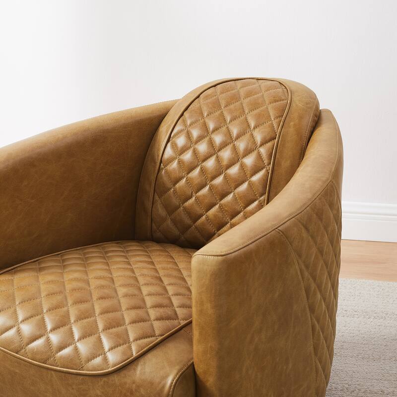 Mid-century and Modern Top Grain Leather Accent Arm Chair