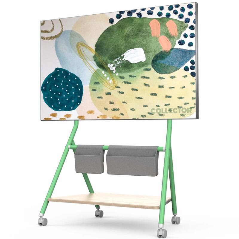 FITUEYES Modern Rolling TV Stand for 55-78 Inch TV Mobile TV Cart for Living Room Apartment - Mint Green