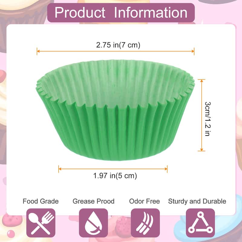 100 Count Cupcake Liners Cupcake Muffins Liners Paper Baking Cups - Green