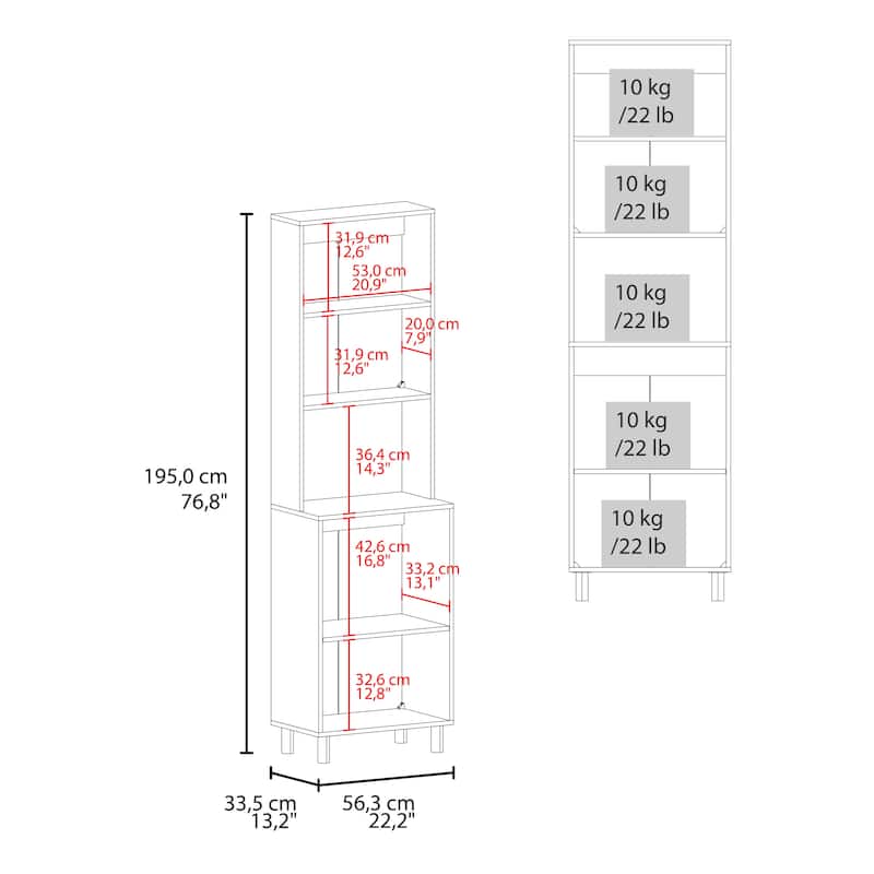 FM FURNITURE Ko Vaya Double Cabinet Kitchen Pantry with Open Storage. White