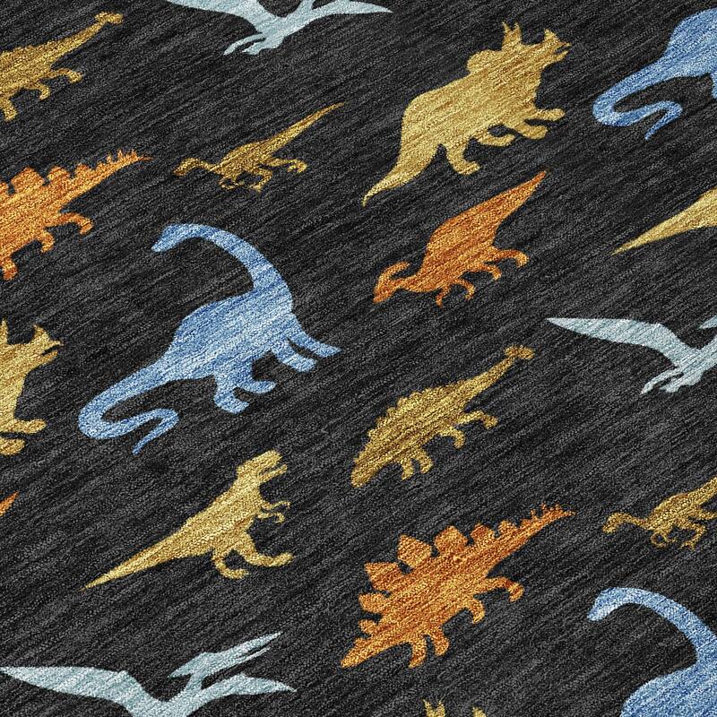 Machine Washable Indoor/ Outdoor Modern Dinosaur Chantille Rug