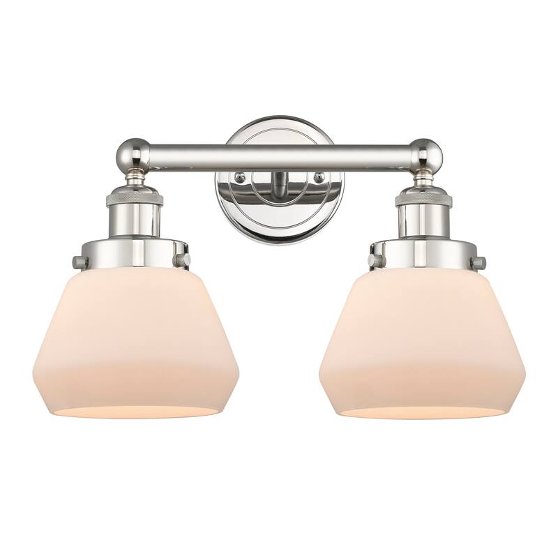 Innovations Lighting 616-2W-10-16 Fulton Vanity Fulton 2 Light 16" - Polished Nickel / Matte White
