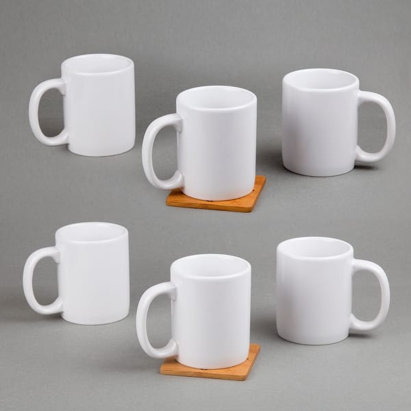 Set of 6 Coffee Mug Sets, 14 Ounce Ceramic Coffee, Ribbed Large