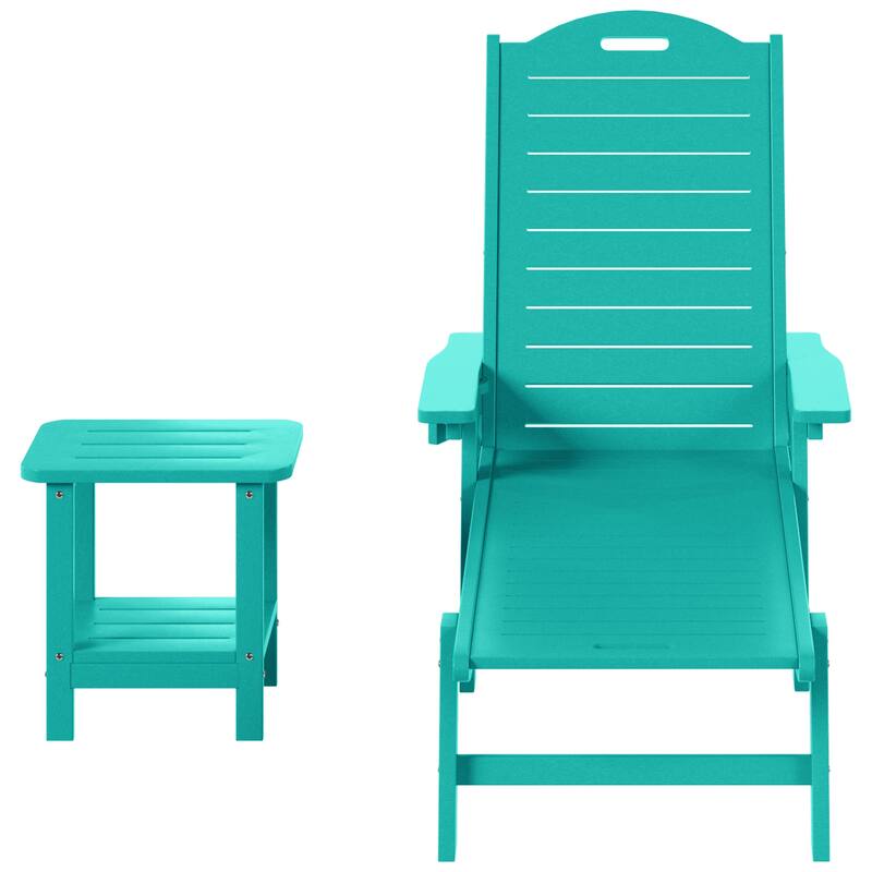 Brighton Outdoor 2-Piece Poly Reclining Chaise Set with Wheels & Cup Holder - Turquoise