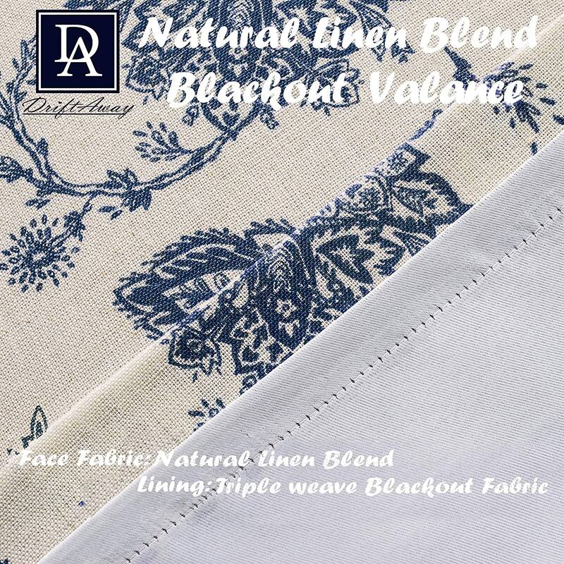 DriftAway Freda Jacobean Floral Window Curtain Valance Rod Pocket 2 Layers - 52" width x 14 " length - 52" width x 14 " length