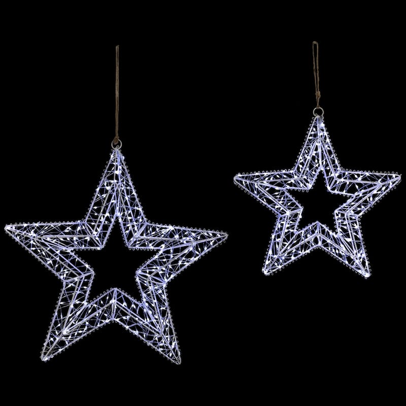 LED Lighted Stars Outdoor Christmas Decorations - 18" - Set of 2 - Cool White Lights