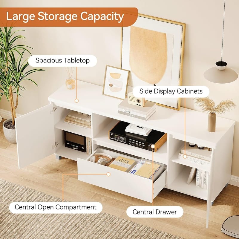 Modern Fluted TV Stand for TVs Up to 70" for Living Room - N/A