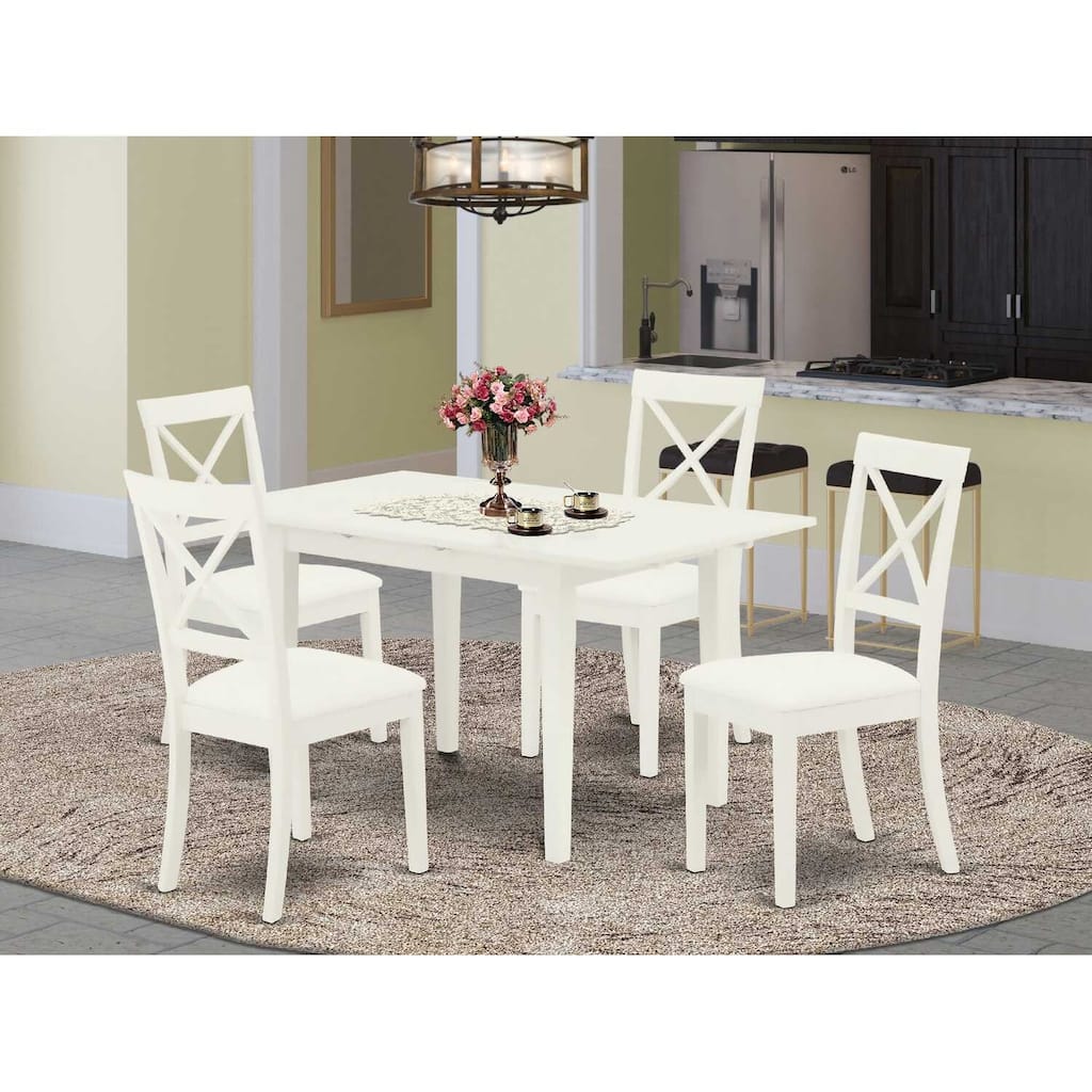 5-Piece Buttermilk and Cherry Solid Wood Top - Dining Room Set - Seats-4