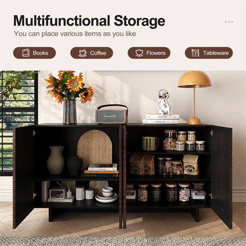59" Storage Sideboard Buffets Cabinet with 4 Doors