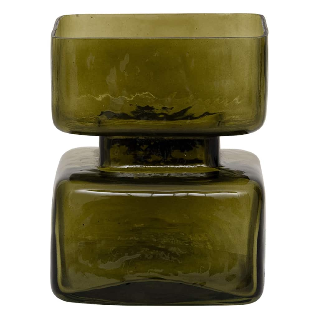 Hammered Pillar Candle Holder - 4.25" - Green