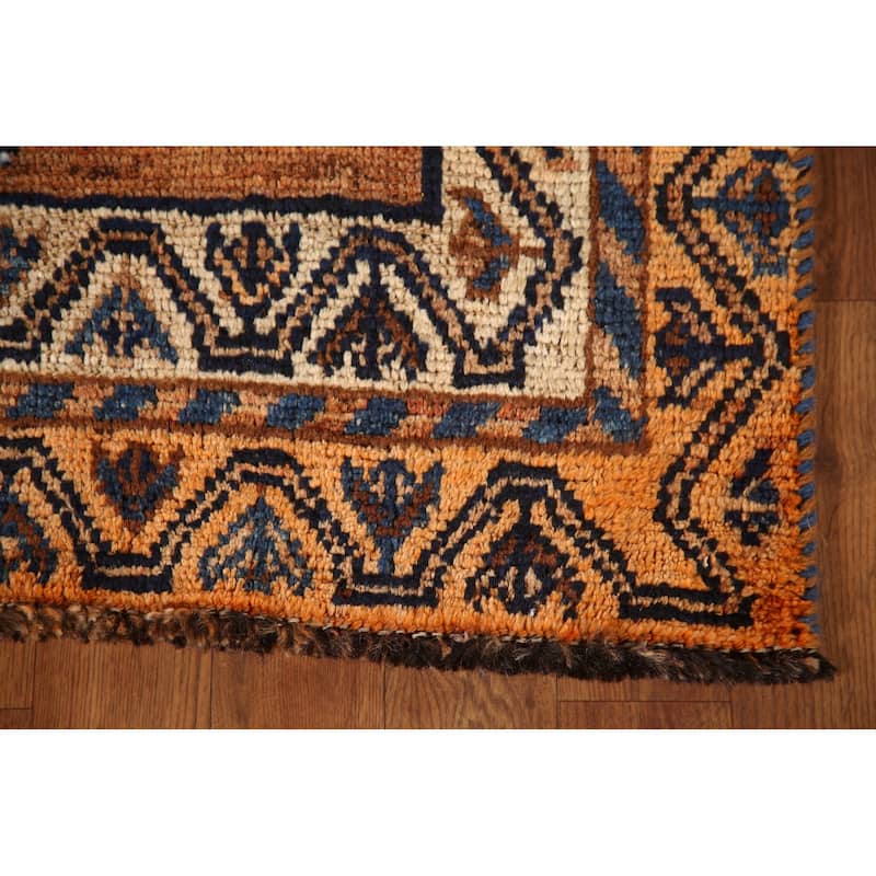 Geometric Qashqai Persian Antique Area Rug Handmade Wool Carpet - 4'5"x 8'0"