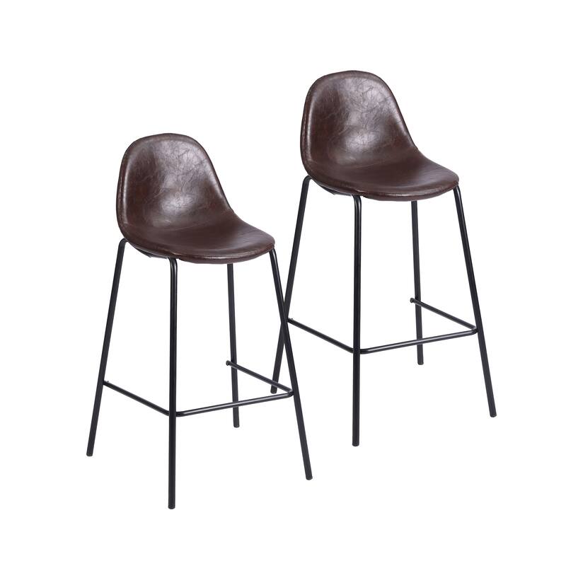 Porthos Home Theo Counter Stools Set Of 2, PU Leather Upholstery, Iron Legs