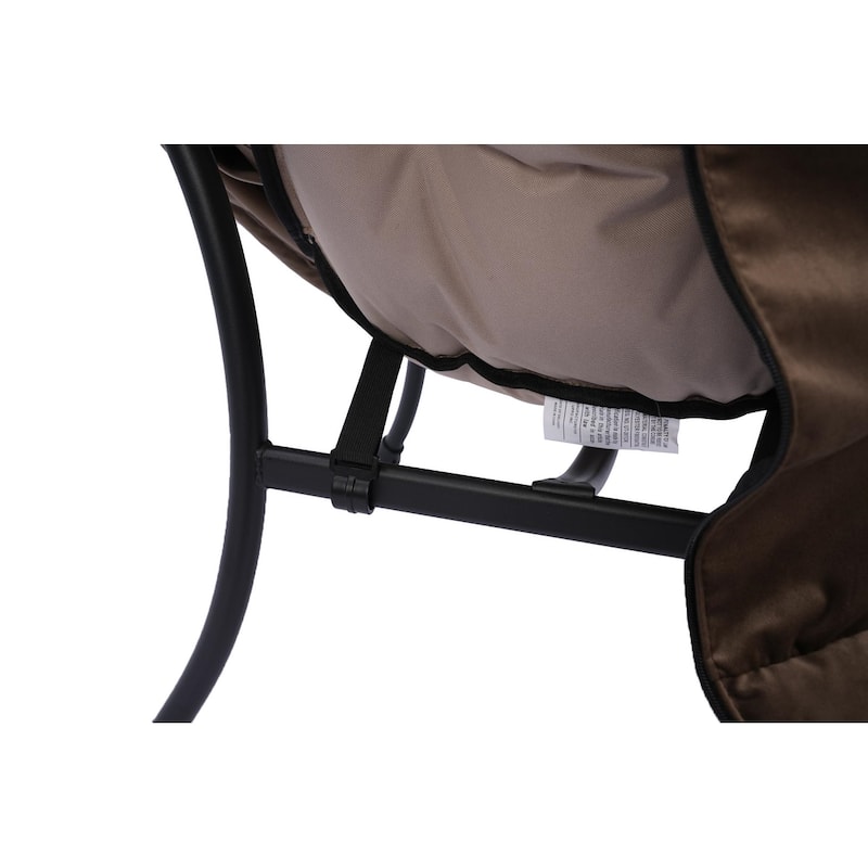 Cotton Lounge Chair with Ottoman, Footrest & Side Pocket (300lb Capacity)