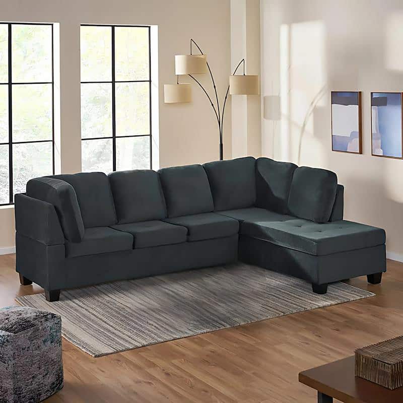 Canterbury Fabric 2-piece L-Shaped Sectional Set by Christopher Knight Home - Charcoal