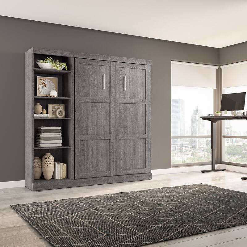 Pur Full Murphy Bed with Shelving Unit (84W) by Bestar