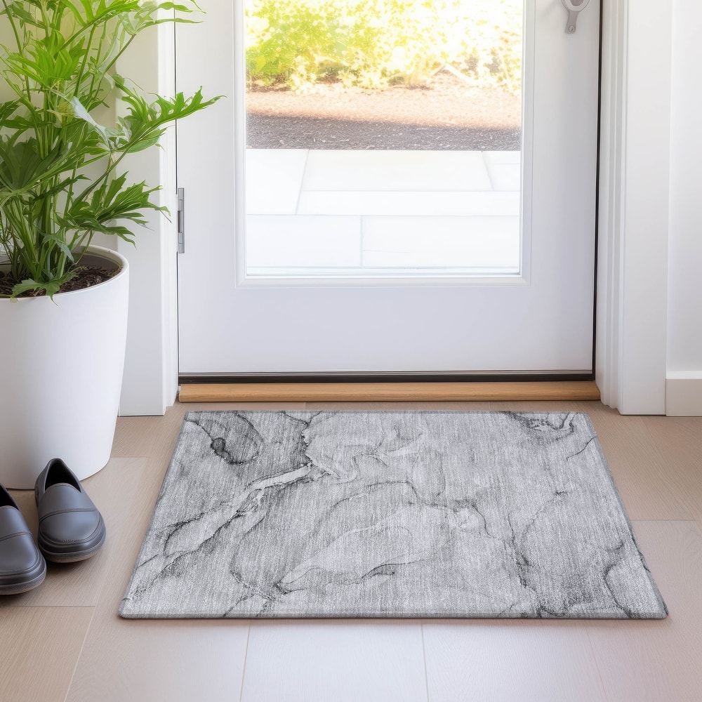 Machine Washable Indoor/ Outdoor Marble Chantille Rug