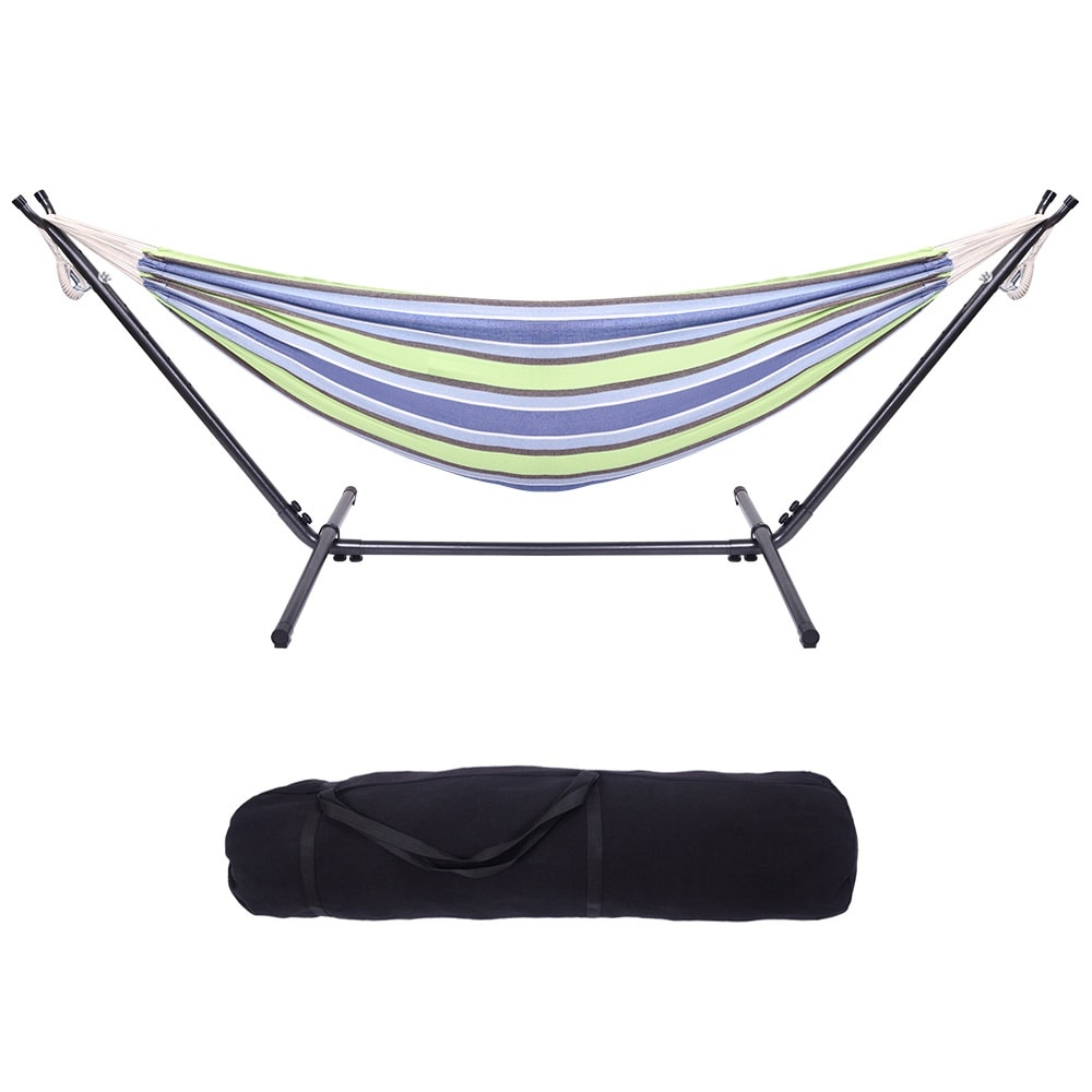 Global Pronex Hammock Set Steel Stand Outdoor Camping Hanging Swing Bed Stripe YJ