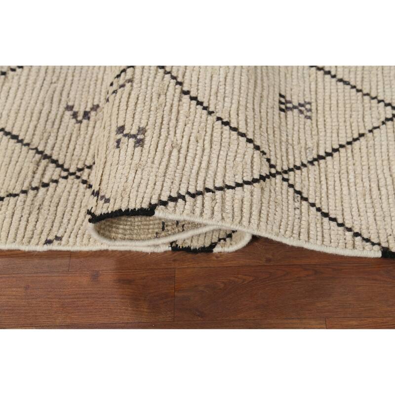 All-Over Trellis Moroccan Oriental Area Rug Handmade Wool Carpet - 3'11"x 6'9"