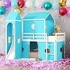 preview thumbnail 15 of 26, Modren Twin Size Bunk Bed With Slide Pink Tent and Tower,Spacious Under Bed Space for Bedroom