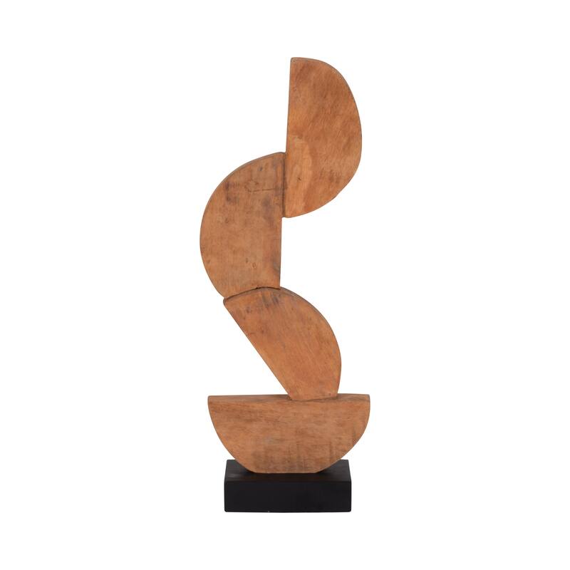 Sagebrook Home Brown Wood Half Circles Stacking Abstract Sculptures