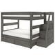 preview thumbnail 19 of 22, Max and Lily Modern Farmhouse Queen Over Queen Bunk Bed With Staircase and Storage Drawers