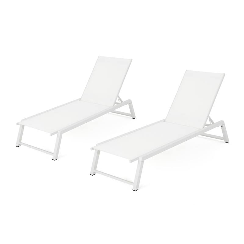 2-Piece Mesh Chaise Lounge Chair, Breathable Patio Recliner Chair with Ergonomic Support & Adjustable Backrest
