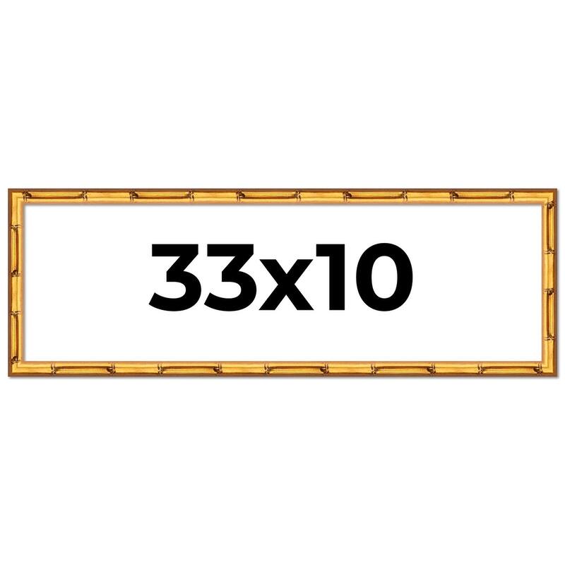 33x10 Frame Gold Bamboo Picture Frame Modern Photo Frame Includes UV Acrylic Shatter Guard Front Acid Free Foam Backing Board