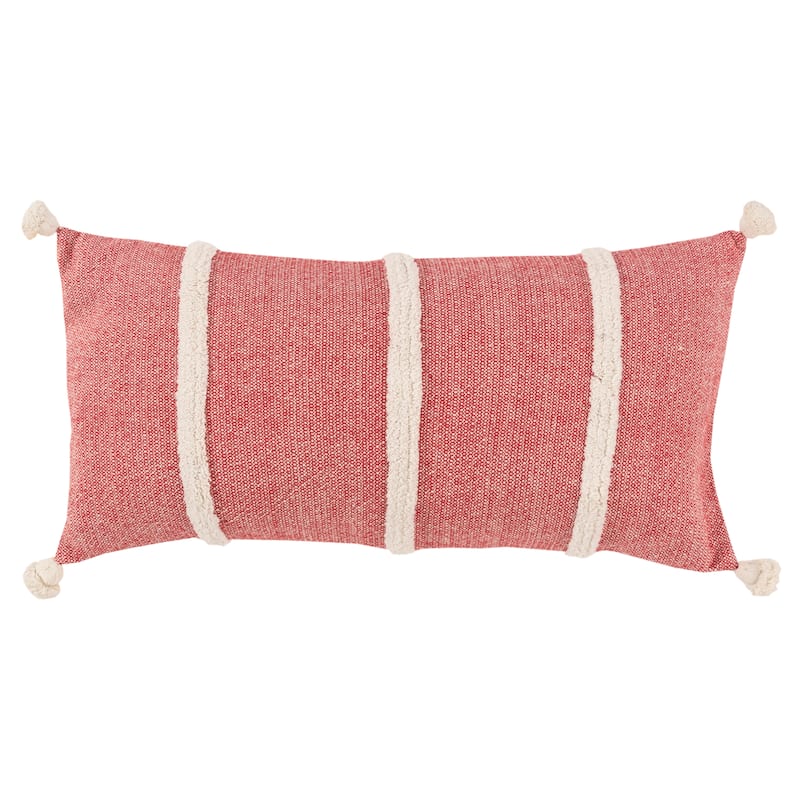 Rizzy Home Striped Throw Pillow with Tassels - Cover Only - Red