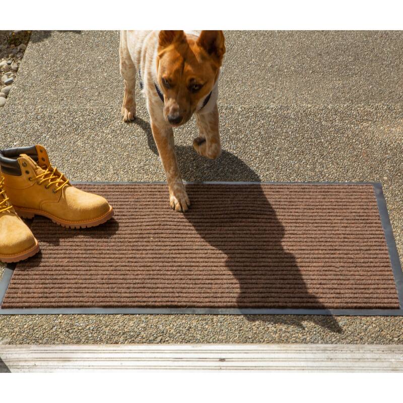 J&M Charcoal Ribbed Walk Off Utility Runner 22x60
