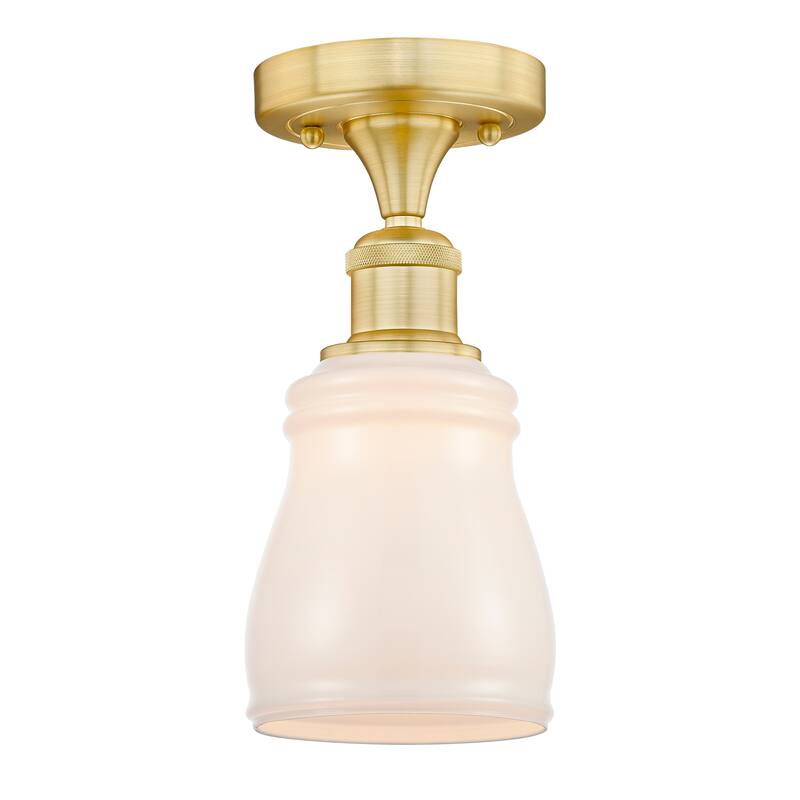 Innovations Lighting Ellery - 1 Light 5" Semi-Flush Mount - Satin Gold/White