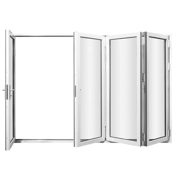 slide 2 of 10, KaMic 120" x 96" 4-Panel Aluminum Patio Folding Door Left to Right-Outswing White