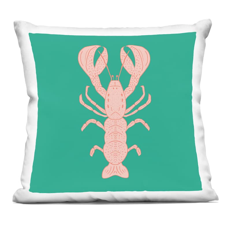 Stupell Minimal Pink & Green Lobster Decorative Printed Throw Pillow Design by Sazerelli Designs - Accent - Polyester - Green - Single